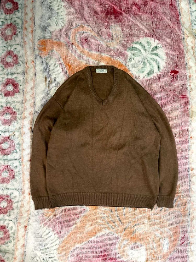 Brown V-Neck Sweater