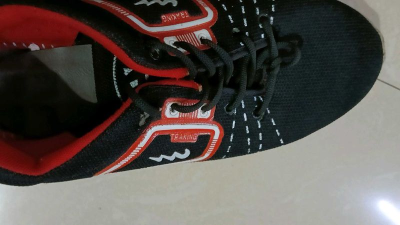 Black &amp; Red "Tracking" Sneakers