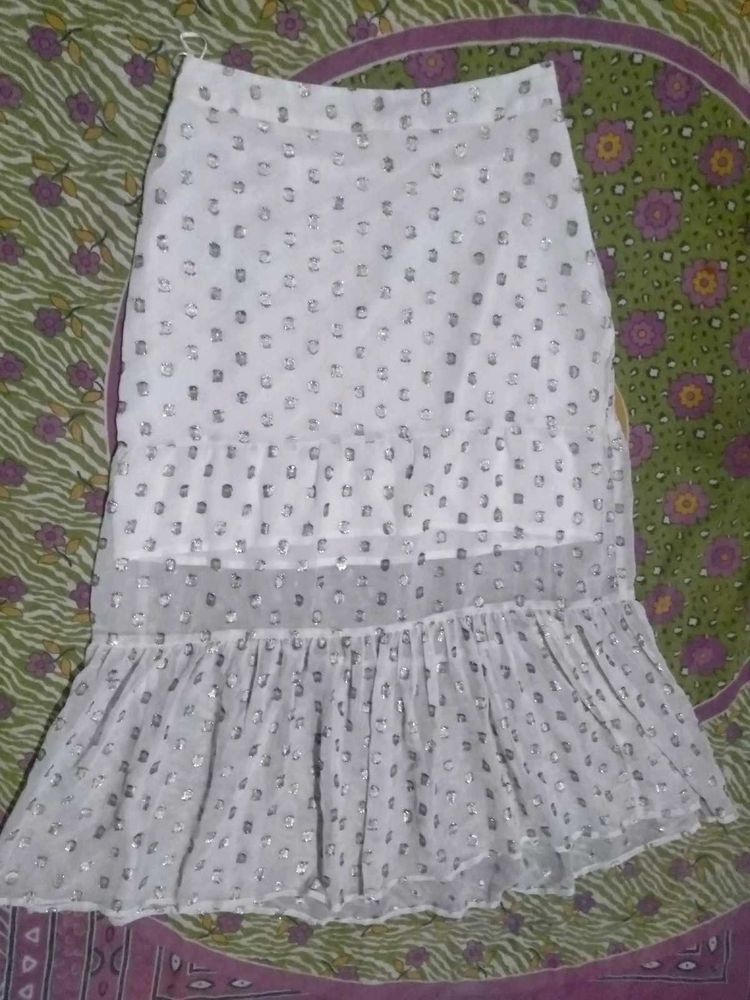 Sparkling White Ethnic Skirt