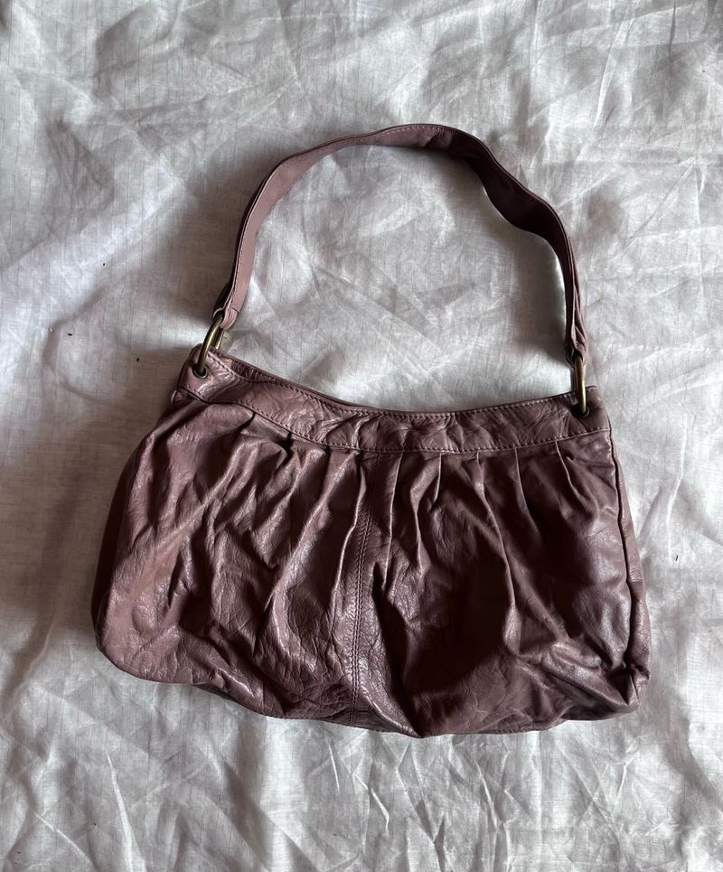 Chic Ruched Leather Shoulder Bag