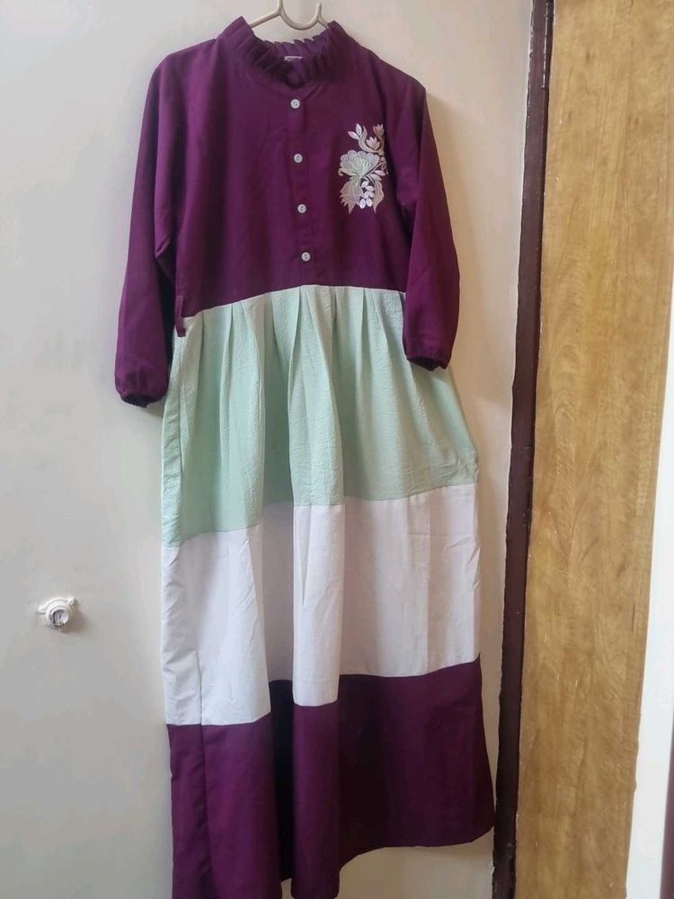 Korean Embroidery Maxi Dress