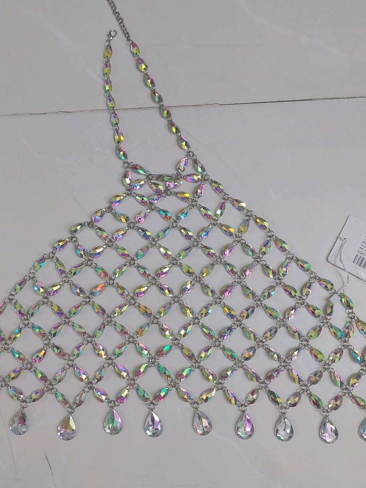 NEWME beads halterneck bodychain top with tag