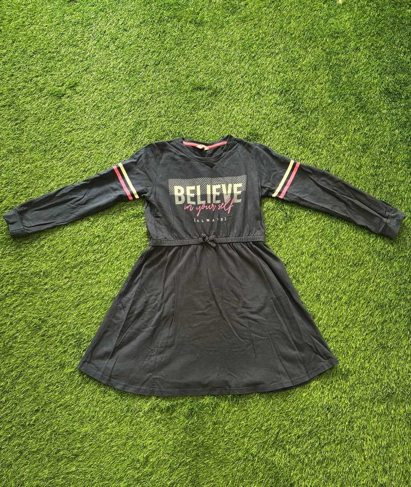 Girls' Long Sleeve 'Believe In Yourself' Dress