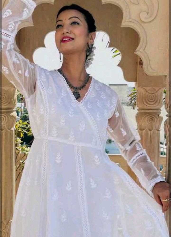 chikankari anarkali kurta