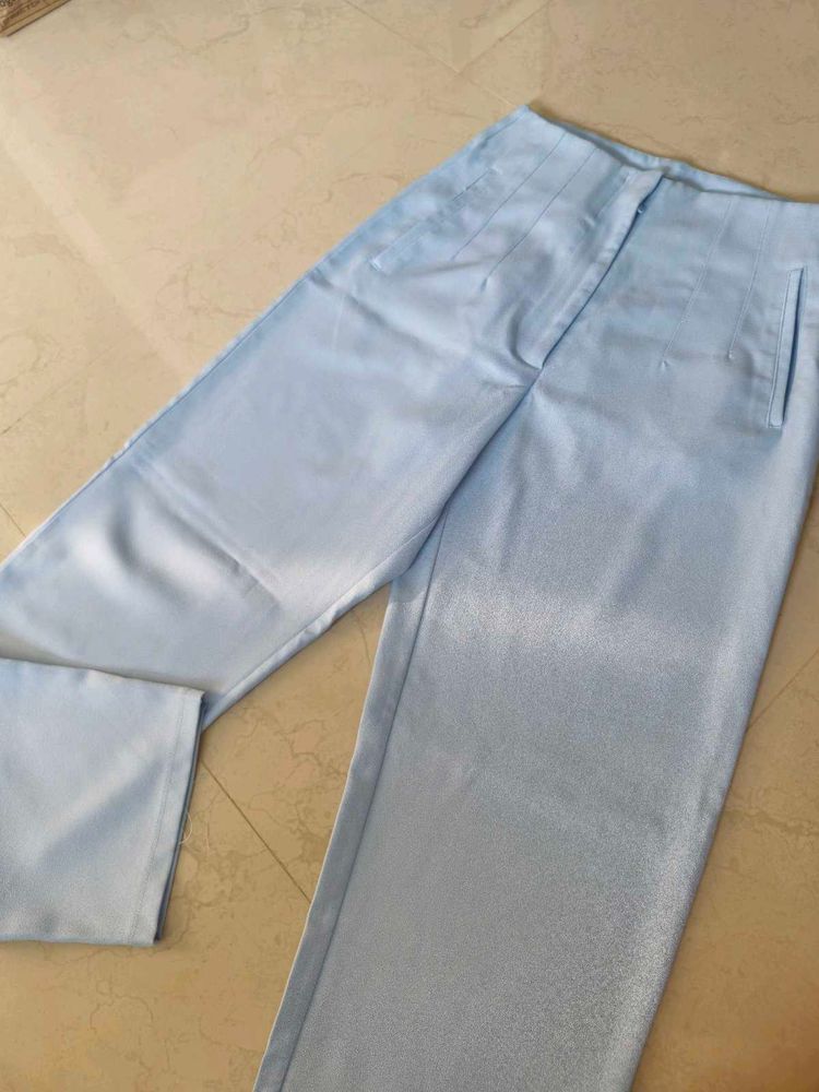Blue Straight Leg Trousers