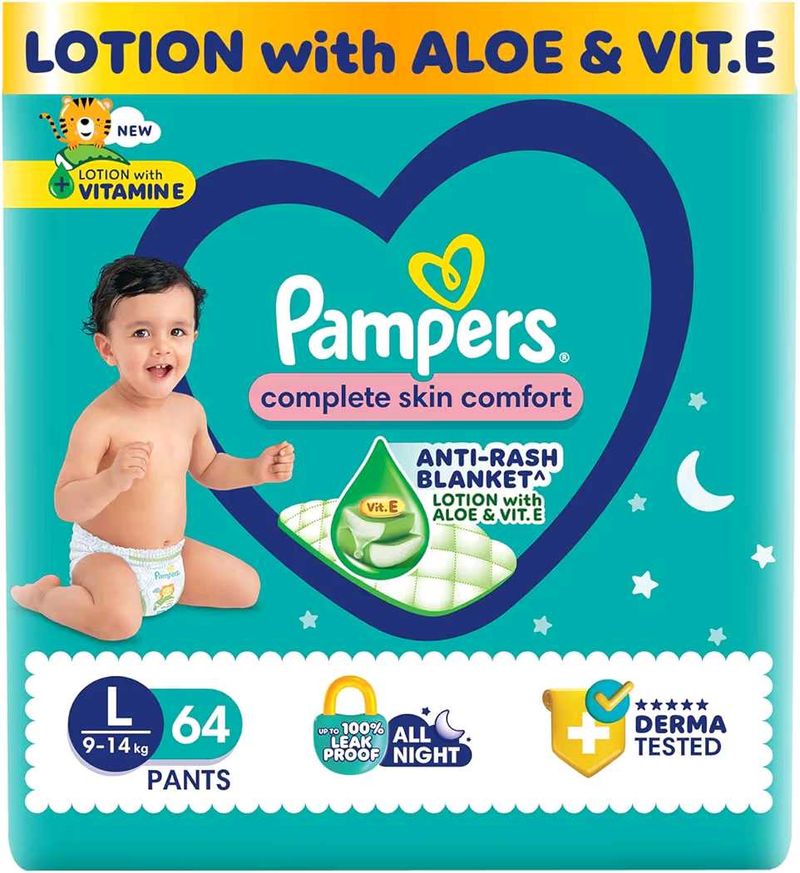 Pampers Complete Skin Comfort Pants, Large (L), 64