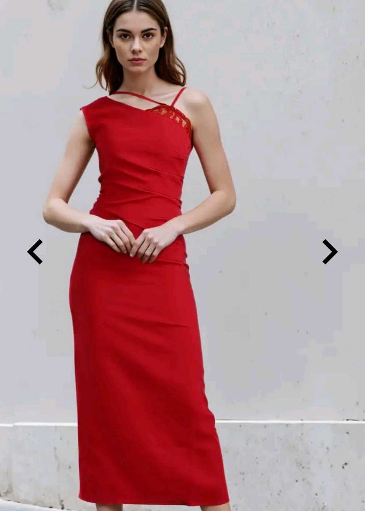 new with tag Elegant Red One-Shoulder Dress