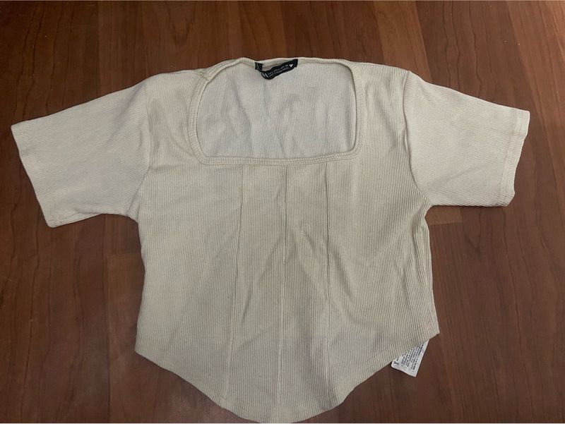 cream crop top