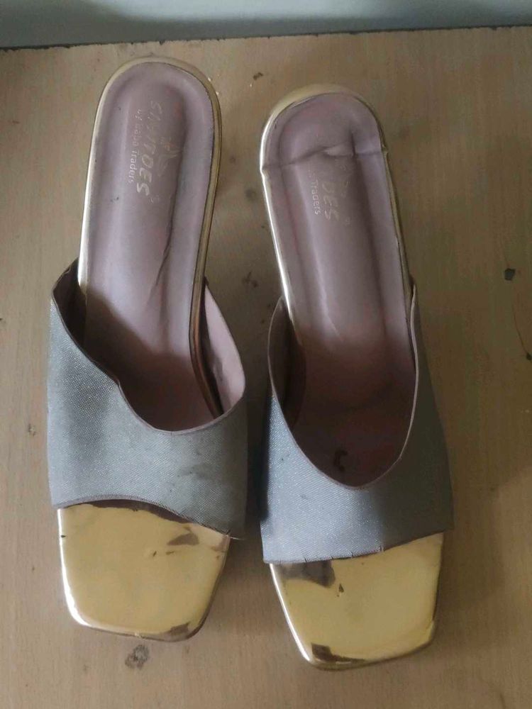 Stylish Gold &amp; Grey Mules