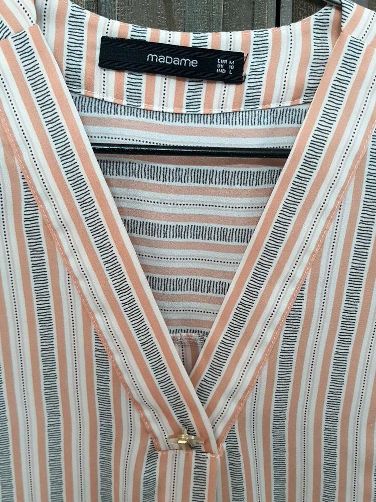 Madame Striped V-Neck Shirt style Top