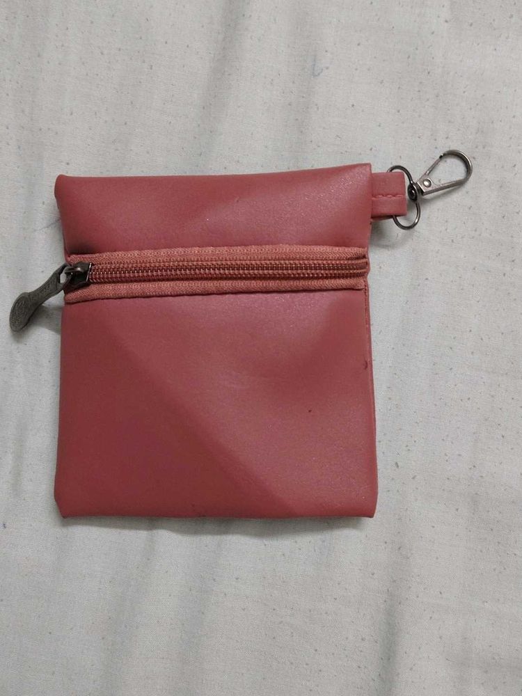 Cute Pink Coin Pouch with Zipper