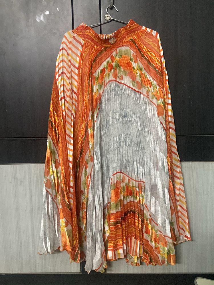 Crush Orange Long Skirt
