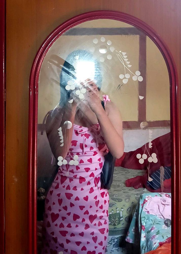 Pink Heart Print Mini Dress