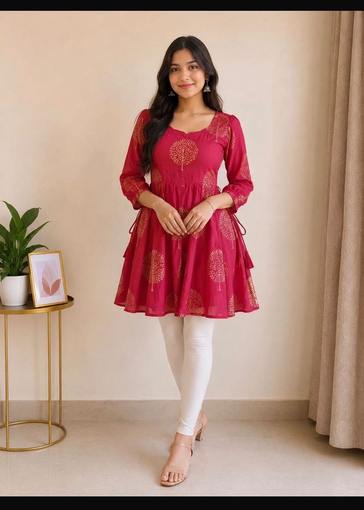 Maroon Kurta with Gold Print