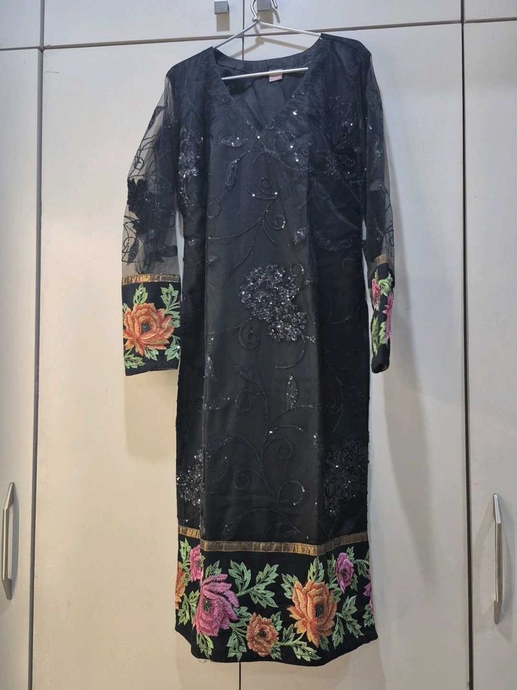 Black Embellished Kurta