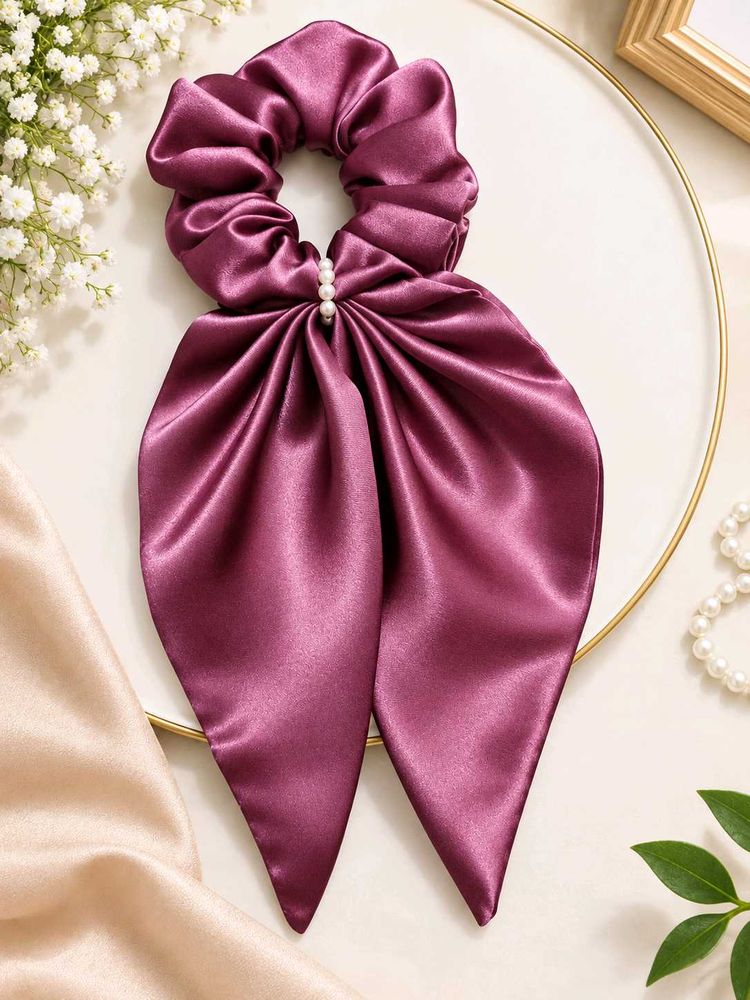 Elegant Satin Scrunchie with Pearl Detail