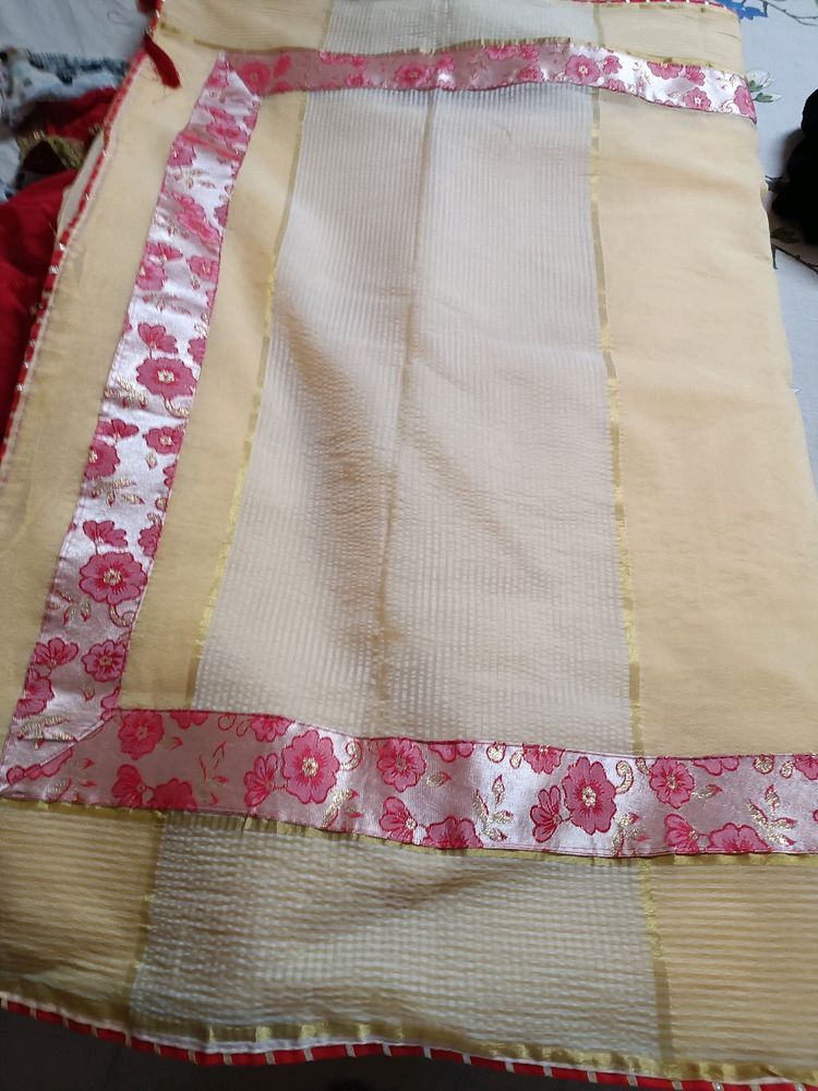 Red And Cream Saree
