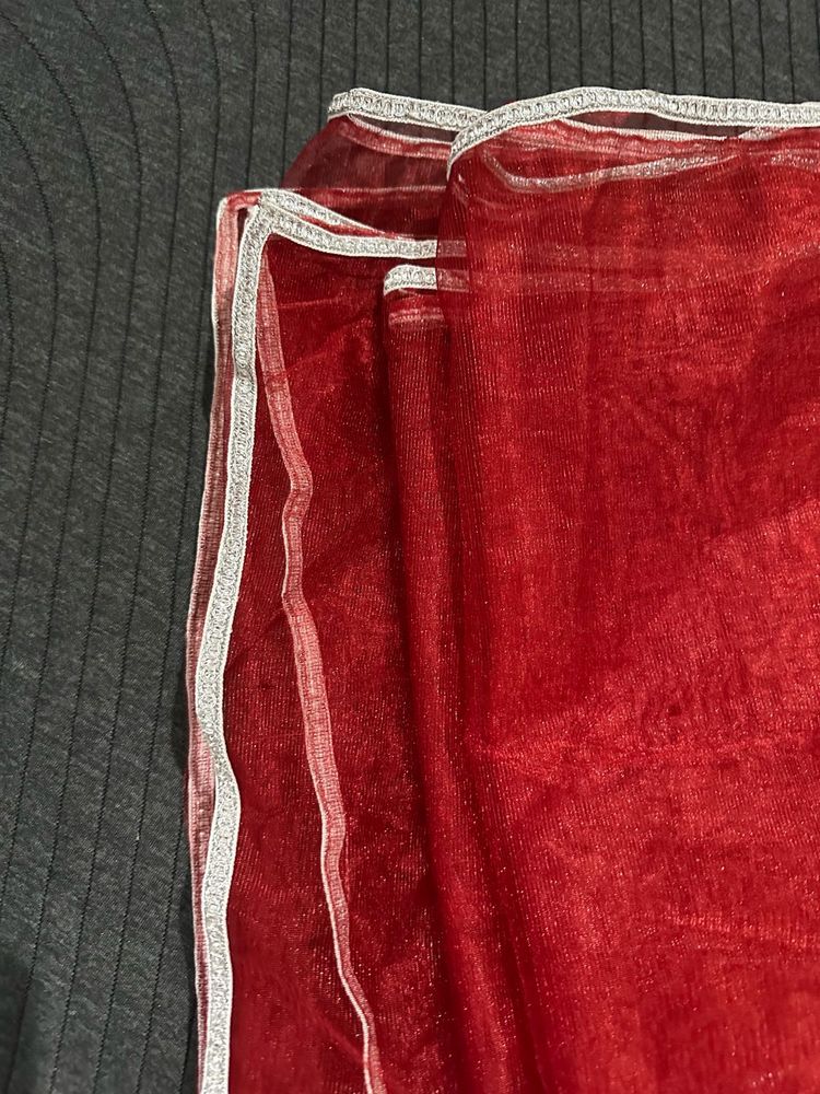 Elegant Red Sheer Dupatta
