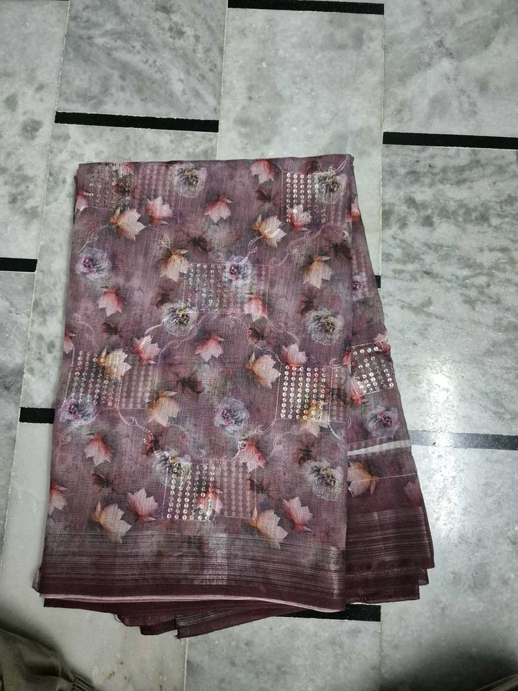 mauve color saree no blouse
