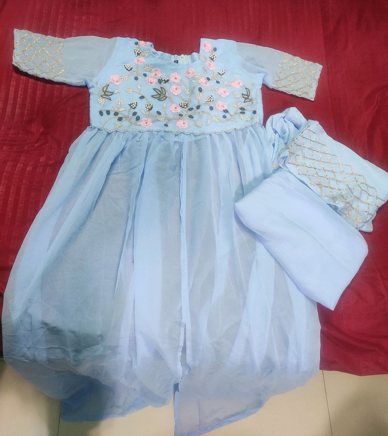 Modern Floral Suit Set With Dupatta
