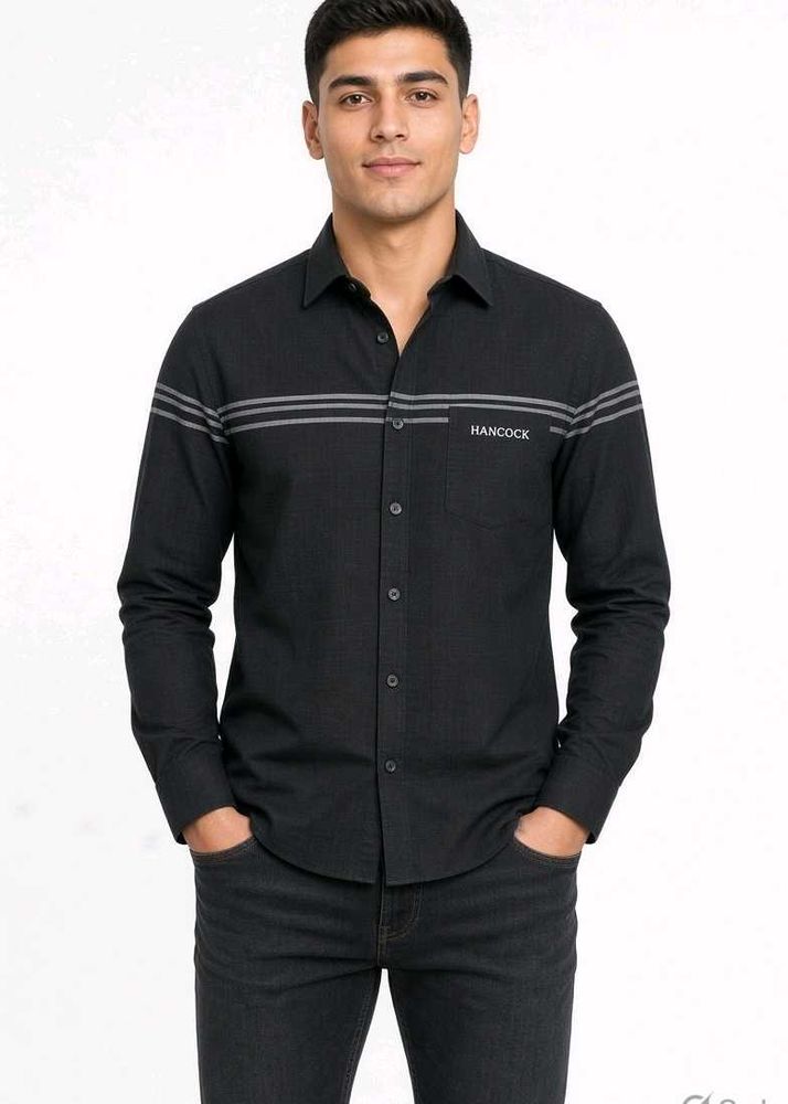 Men's Black Striped Shirt slim fit