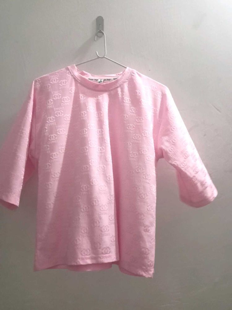 Pink Textured Long Sleeve Top