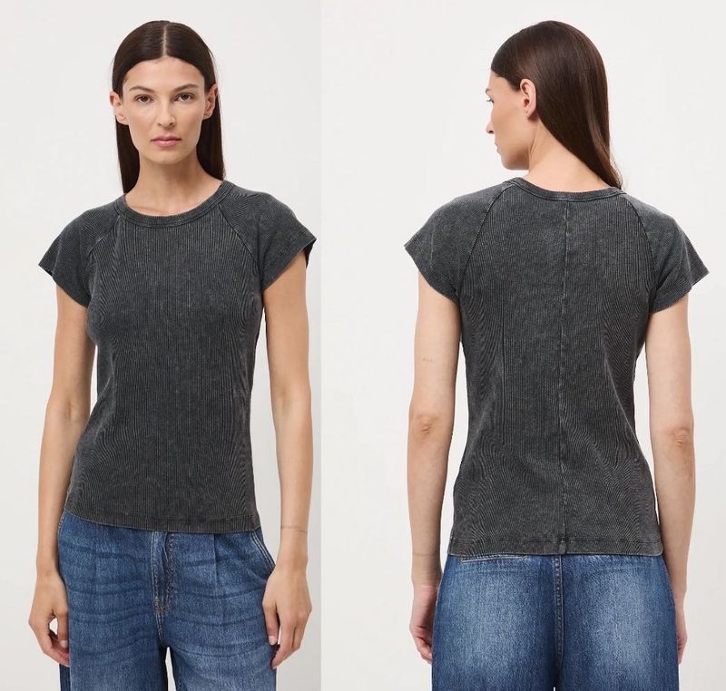 Stylish Charcoal Ribbed T-Shirt