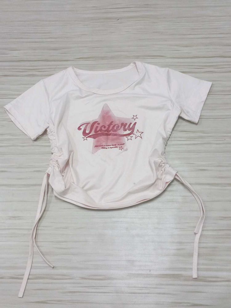 Cute "Victory" Star Graphic T-Shirt