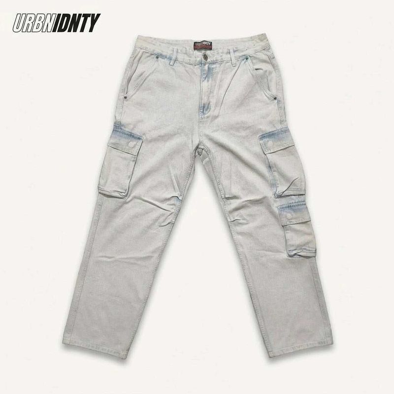 URBN IDNTY 'Bleached Ice-Wash' Baggy Cargo Jeans