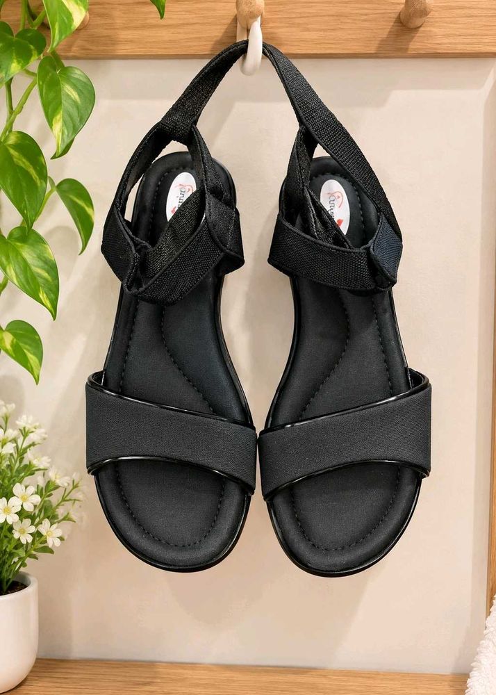 Black Strappy Comfort Sandals