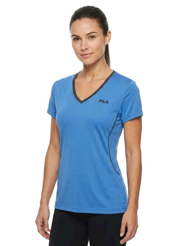 Fila Blue V-Neck Athletic T-Shirt