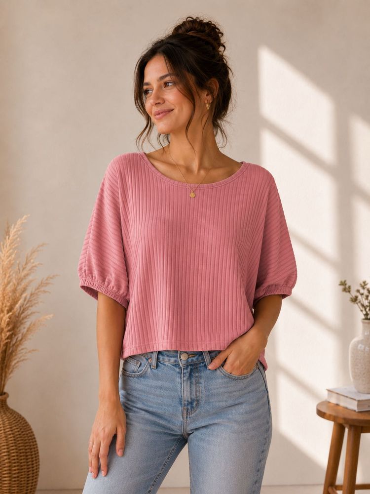 Pink Ribbed Top – Excellent Condition
