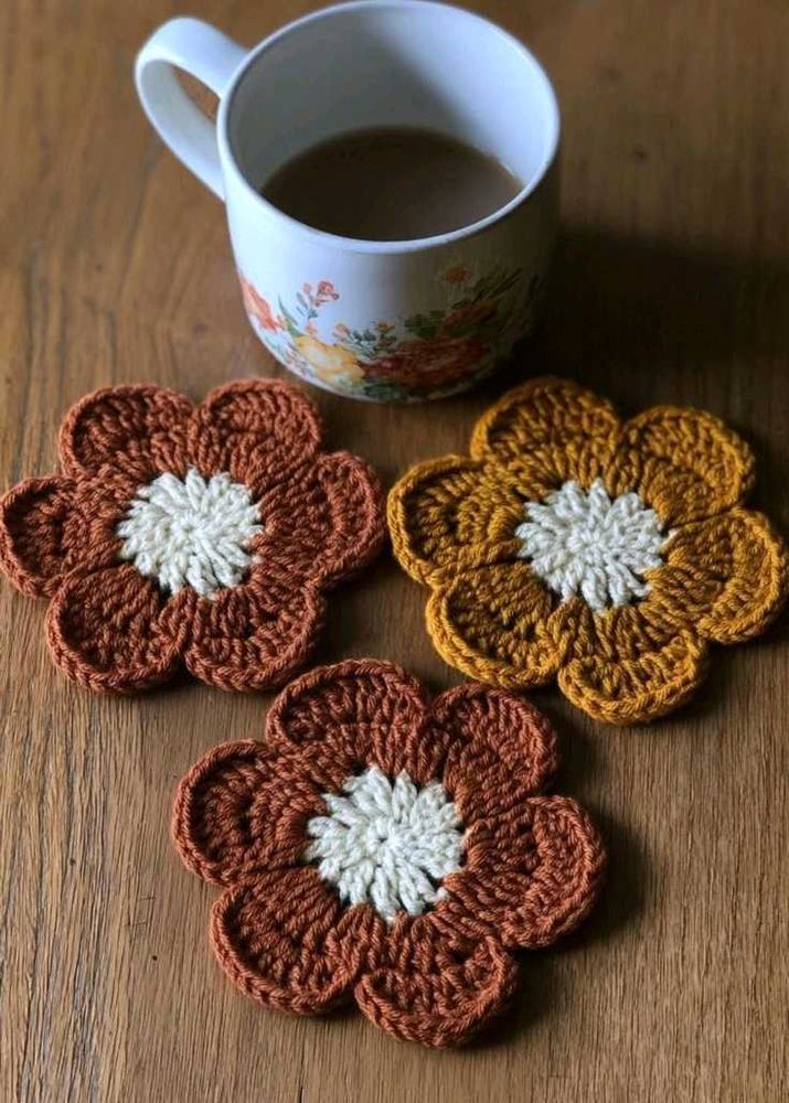 Flower Crochet Coasters (Set of 3)