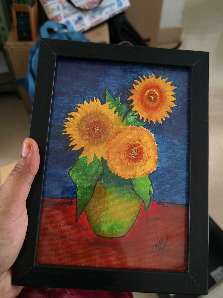 Framed Sunflower Painting
