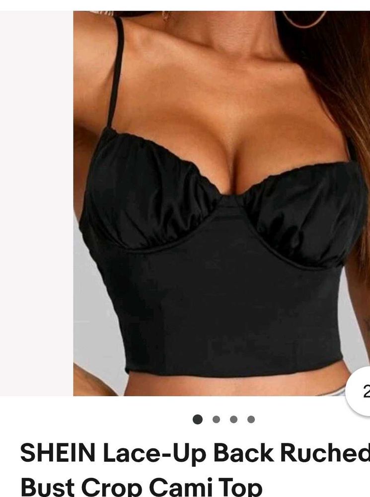 SHEIN Black Ruched Bust Crop Cami Top