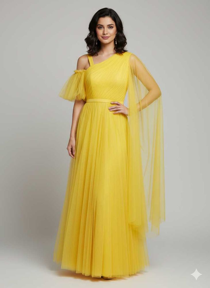 Elegant Yellow Evening Gown