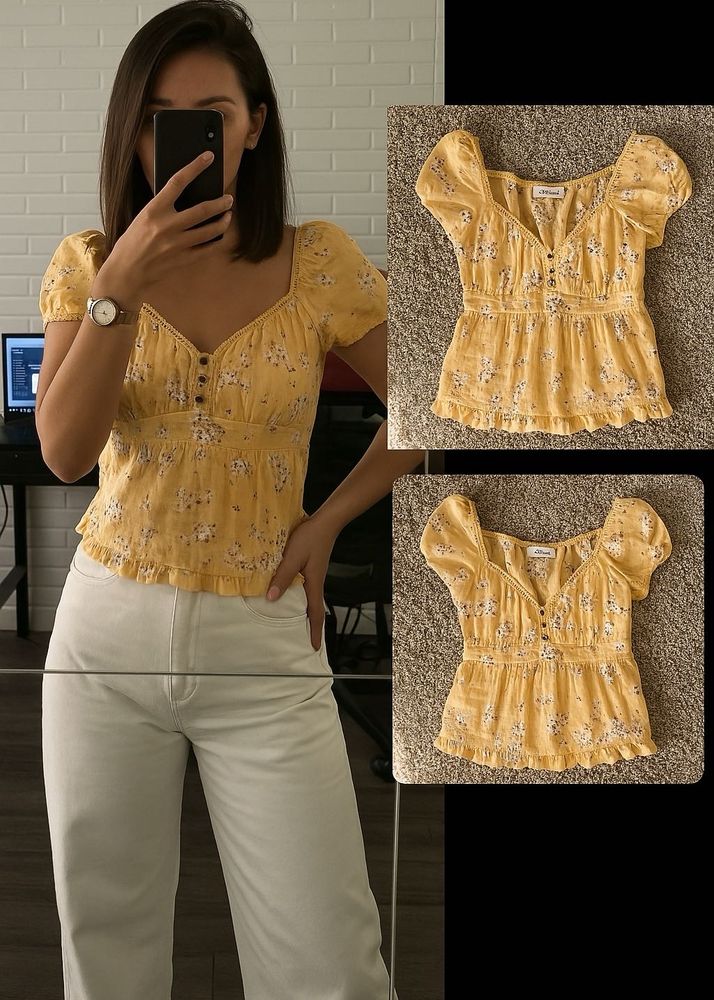 Cute Floral Pinterestry Top Yellow