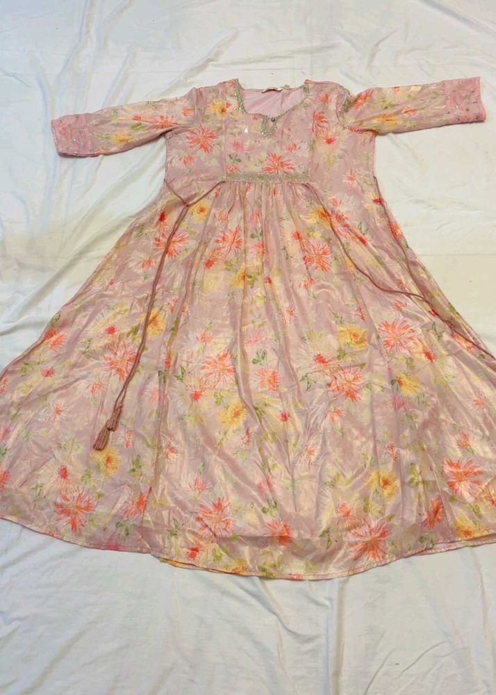 Beautiful Floral Print Anarkali Gown