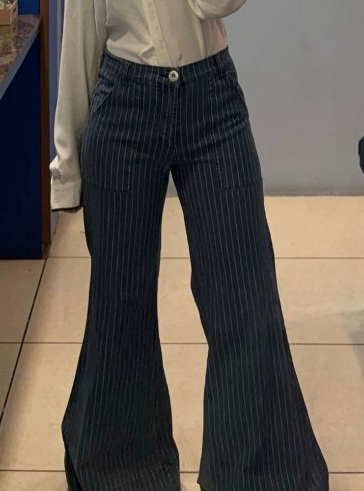 Striped Wide Leg Flared Pants