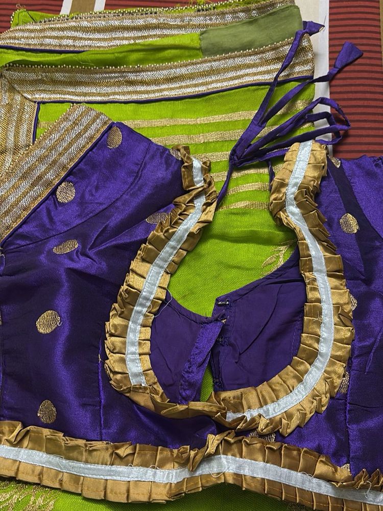 Purple &amp; Gold Saree Blouse