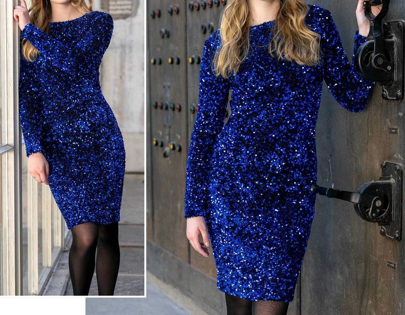 Sparkling Blue Sequin Mini Dress