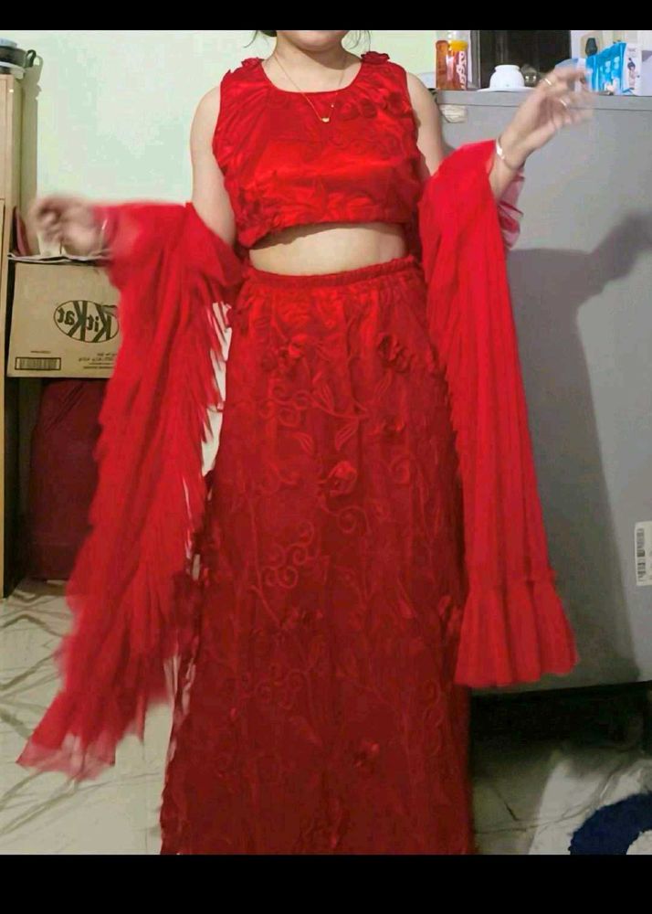 🎀Vibrant Red Lehenga Choli Set🎀