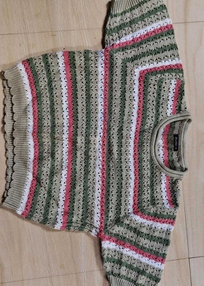 Striped Knit Cropped Top