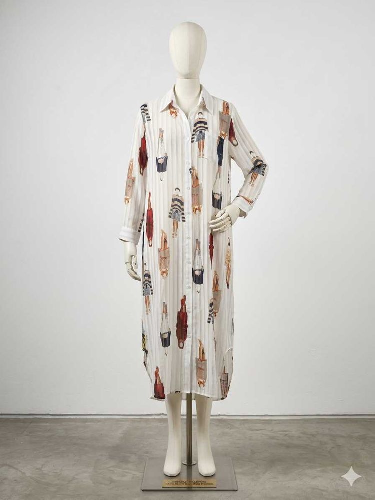 Chic Striped Shirt Dress with Unique Print