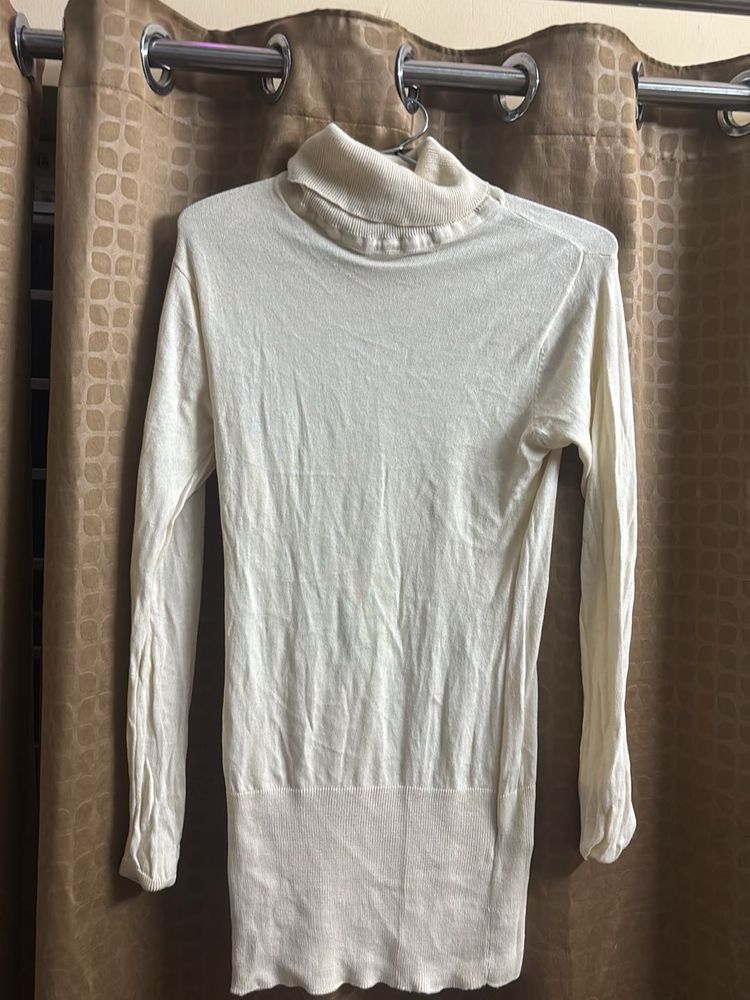 Cream Turtleneck Sweater dress