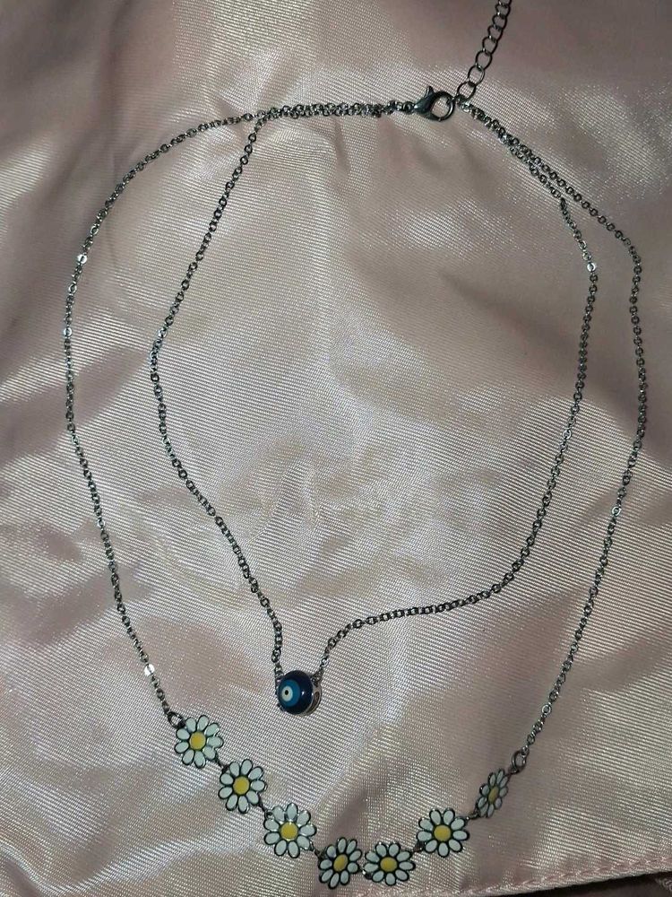 Daisy Evil Eye Layered Necklace