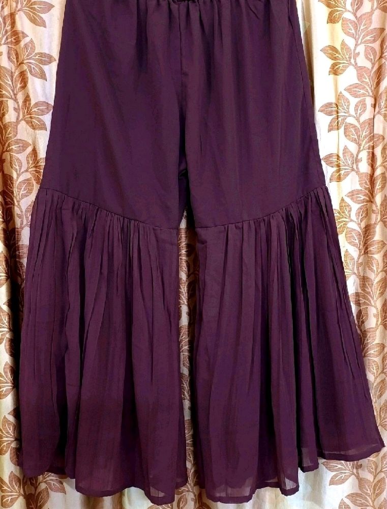 New Maroon Sharara Pant &amp; Shawl