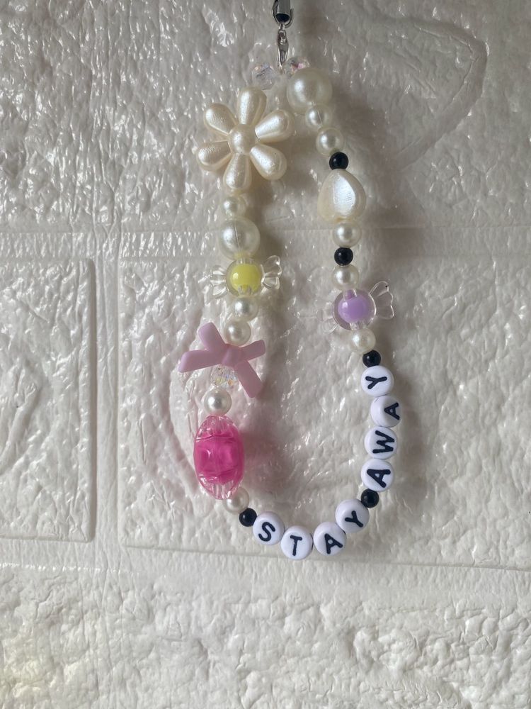 Beaded 'Stay Away' Phone Charm