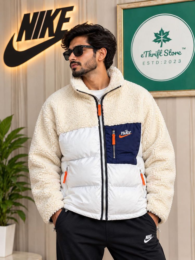Nike Colorblock Sherpa Zipup Puffer Jacket
