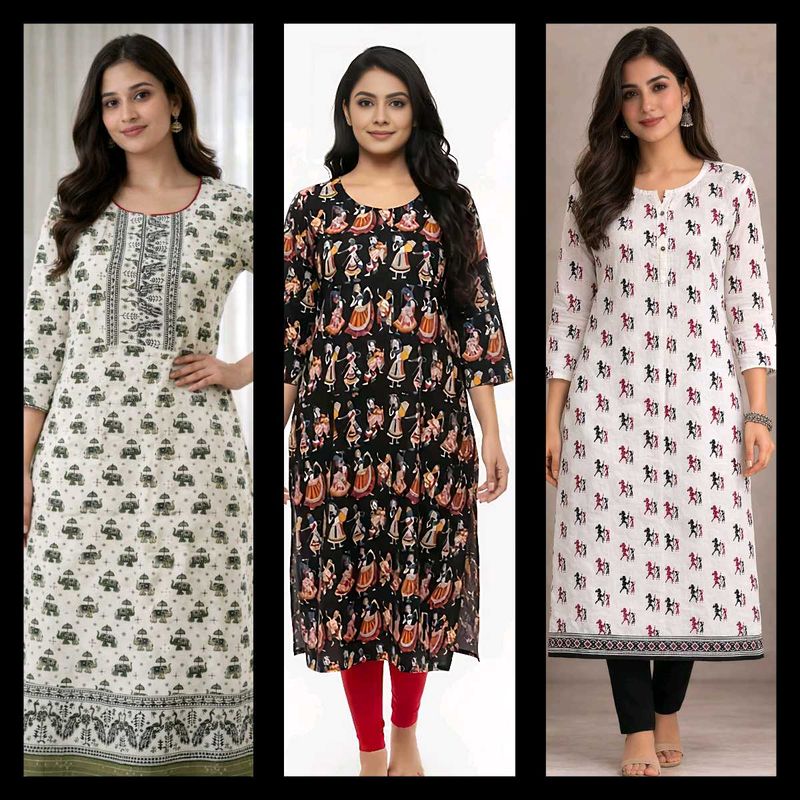 🌹🌼3 kalamkar Kurtas